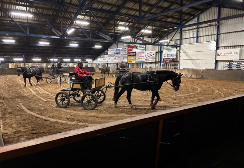 07-11-25 Mennen op dinsdagavond in manege De Driesporen. Foto: Bé Wilzing