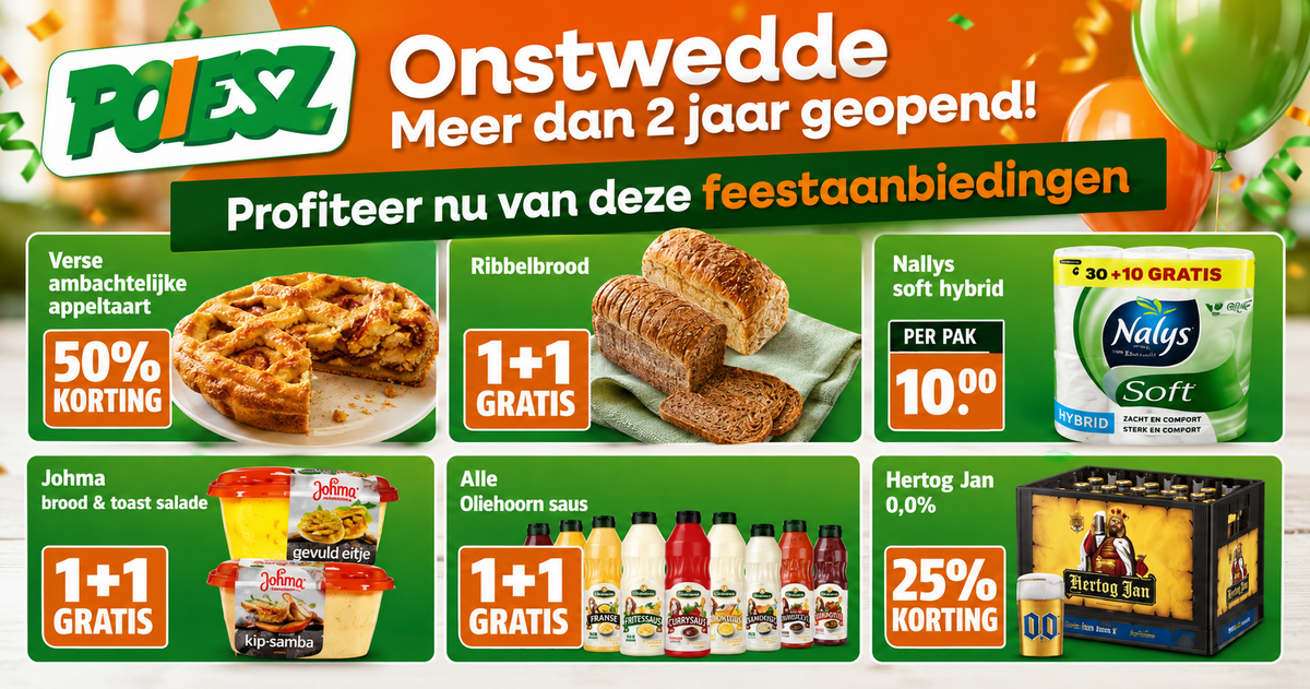 Poiesz Onstwedde bestaat 2 jaar. En dat gaan we vieren!