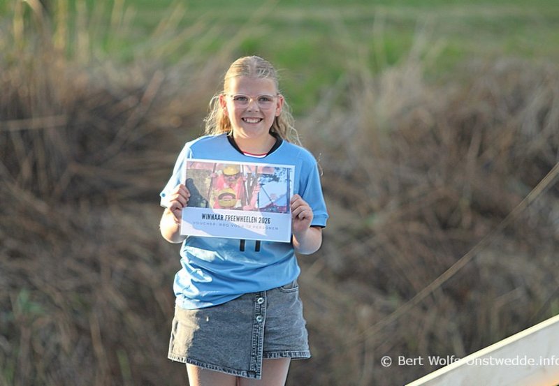 04-07-26 Thijsje Kiel winnaar Freewheelen Feestweek 2026. Foto: Bert Wolfs Onstwedde.info