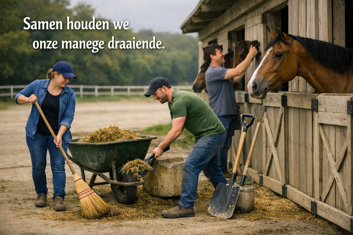 Wie helpt op de vrijdagmorgen mee in manege De Driesporen?