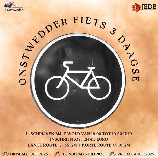 Onstwedder fietsdriedaagse op 1, 3 en 4 juli tijdens Feestweek
