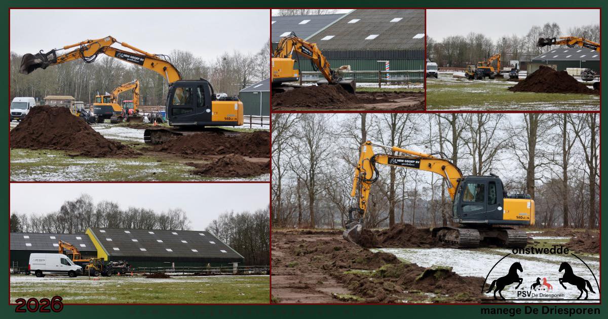 Nieuwe buitenbak 40x63m met eb en vloedbodem bij manege De Driesporen