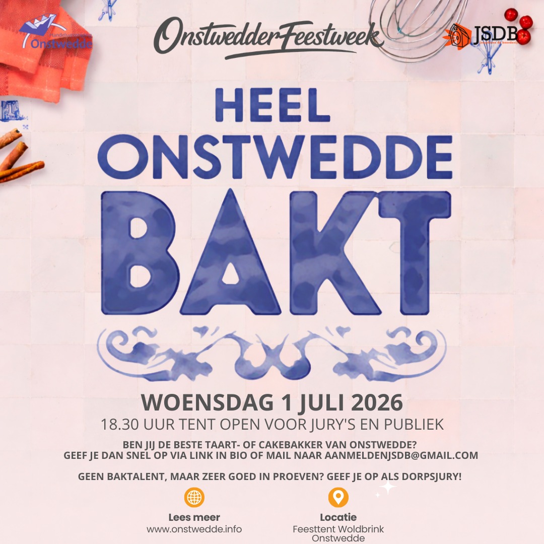 Heel Holland bakt tijdens Feestweek Ontwedde op 1 juli