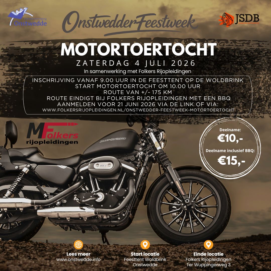 Motortoertocht tijdens Feestweek Onstwedde op 4 juli